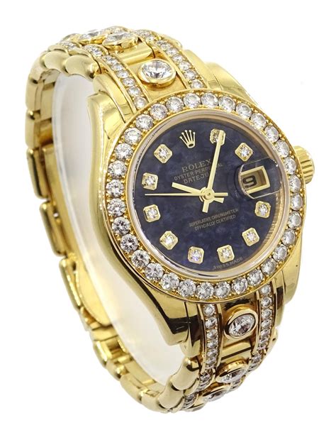 rolex oyster perpetual datejust pearlmaster 18ct gold diamond|Rolex Datejust 31mm diamond bezel.